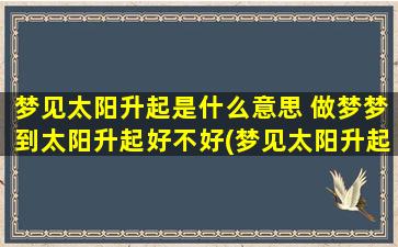 梦见太阳升起是什么意思 做梦梦到太阳升起好不好(梦见太阳升起的寓意与涵义，解梦大全分享梦到太阳升起的意义)